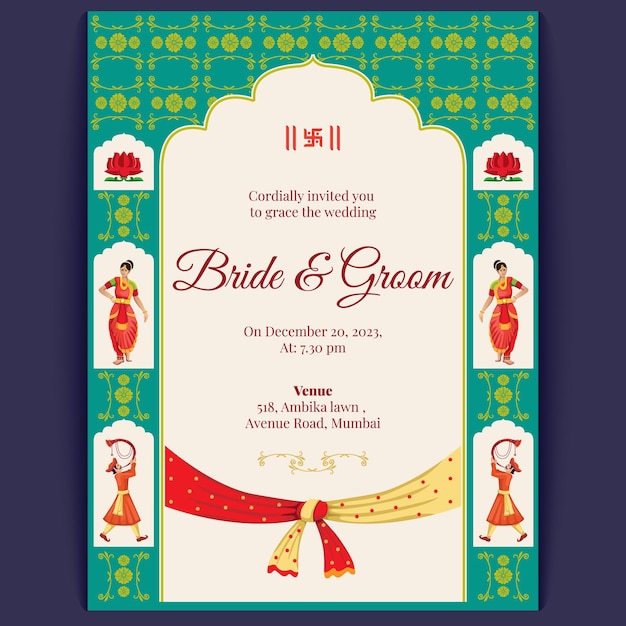 Royal indian wedding card design invitation template