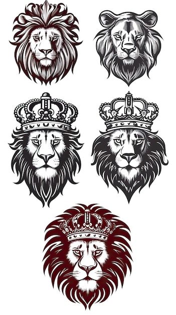 Royal king lion crown symbols vector