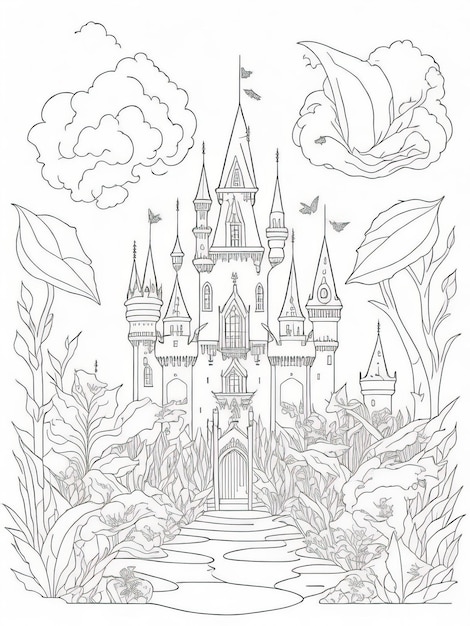 Royal Kingdom Delight Fairy Tale Castle Coloring Sheet for Kids