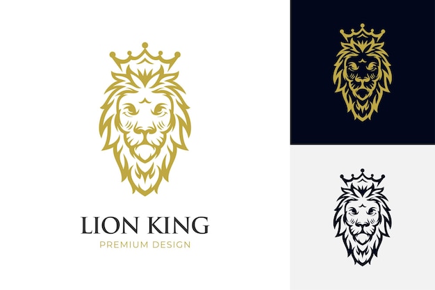 Royal Lion crown logo elegant golden leo crest icon symbol for premium king brand identity design luxury company identity vector illustration