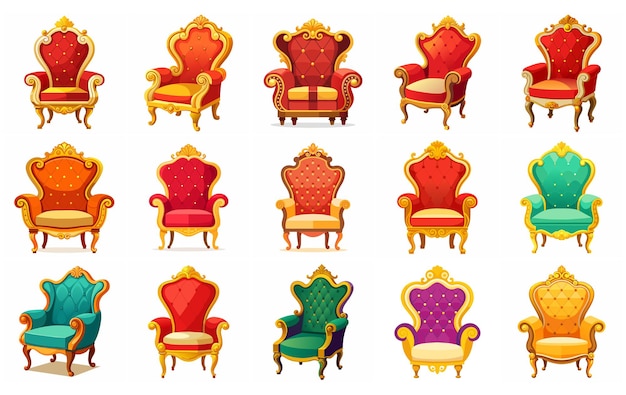 royal luxury chair set of vectors