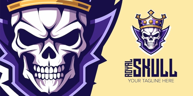 Vector royal shieldbearer sporty skull emblem with contemporary vector design