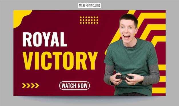 Vector royal victory gaming thumbnail and web banner editable vector template