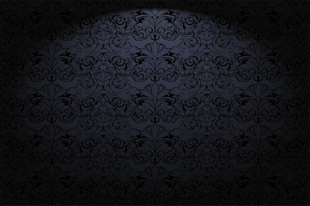 Royal vintage Gothic horizontal background in black with a classic Baroque pattern Rococo