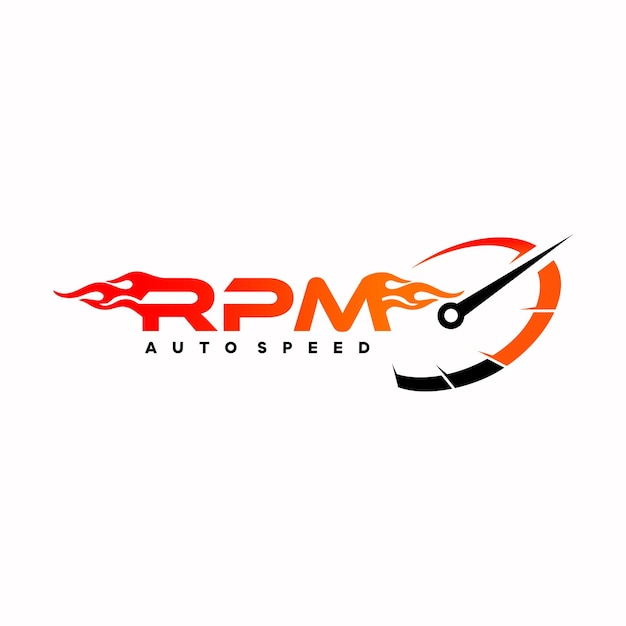 Vector rpm fire logo design vector fast auto speed logo design template