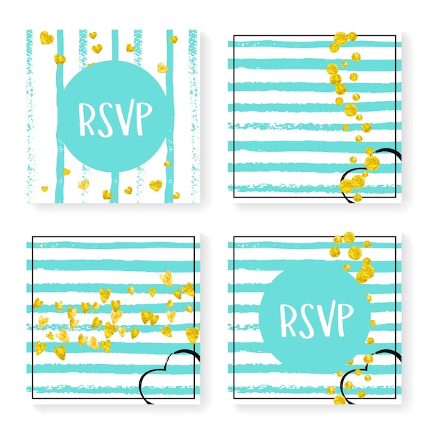 RSVP  card set with turquoise abstract design