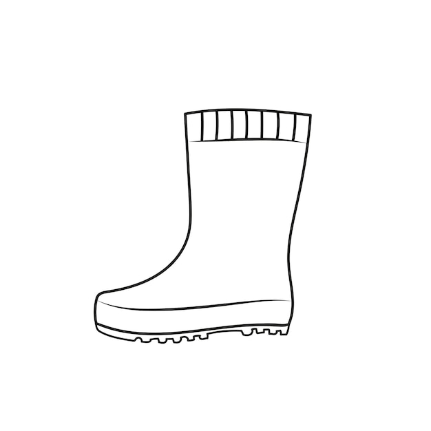 Rubber boot line icon Wellington rain boots Vector sketch illustration Rain boot outline icon Hand drawn rubber boots Doodle drawing illustration