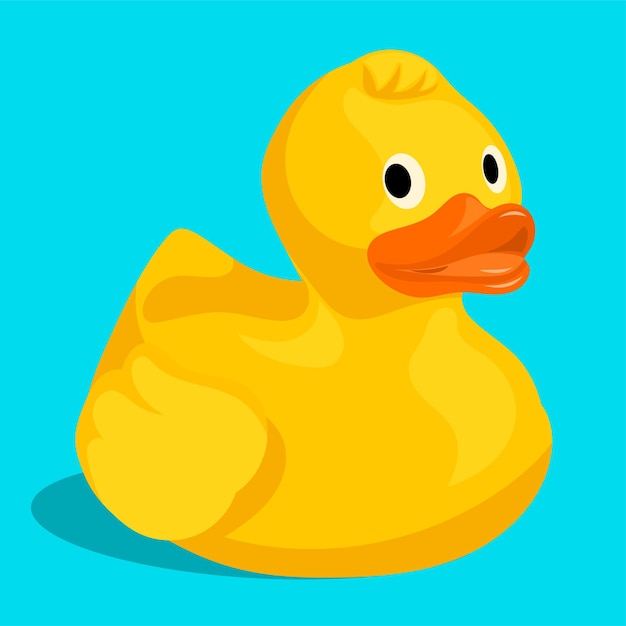 Rubber ducky for bath on blue background