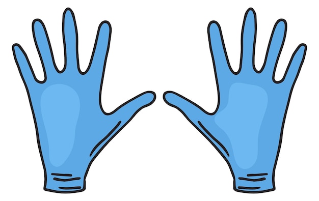 Rubber gloves icon Blue doodle Hand protection