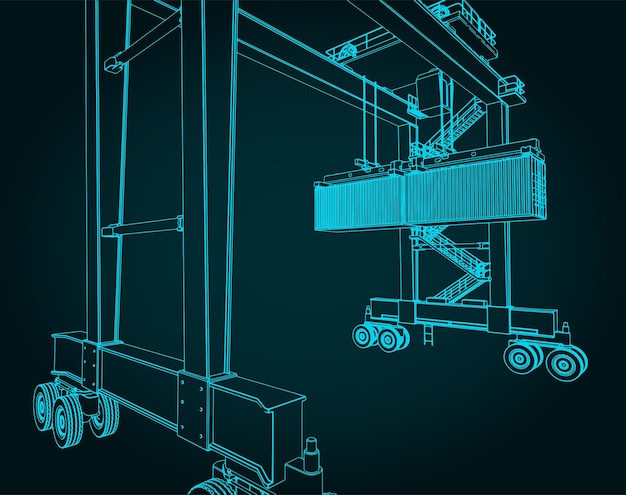 Vector rubbertired overhead gantry crane blueprints