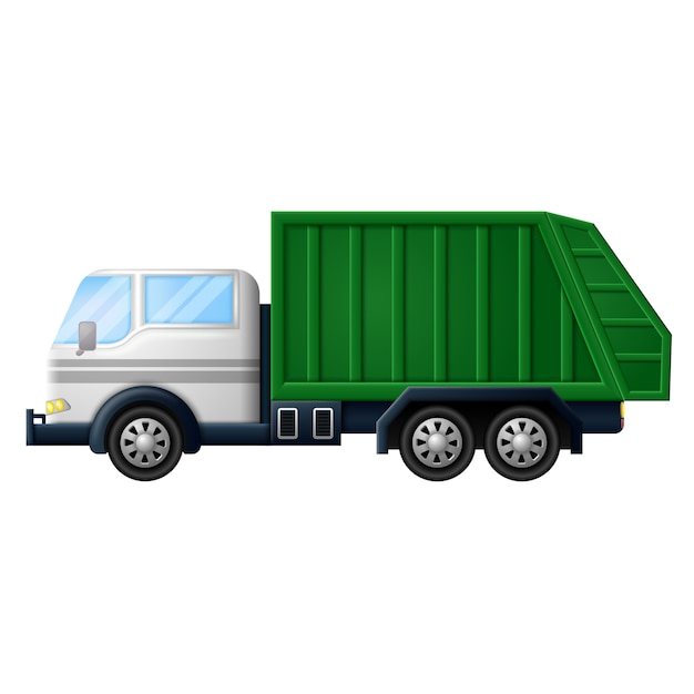 rubbish truck on white background