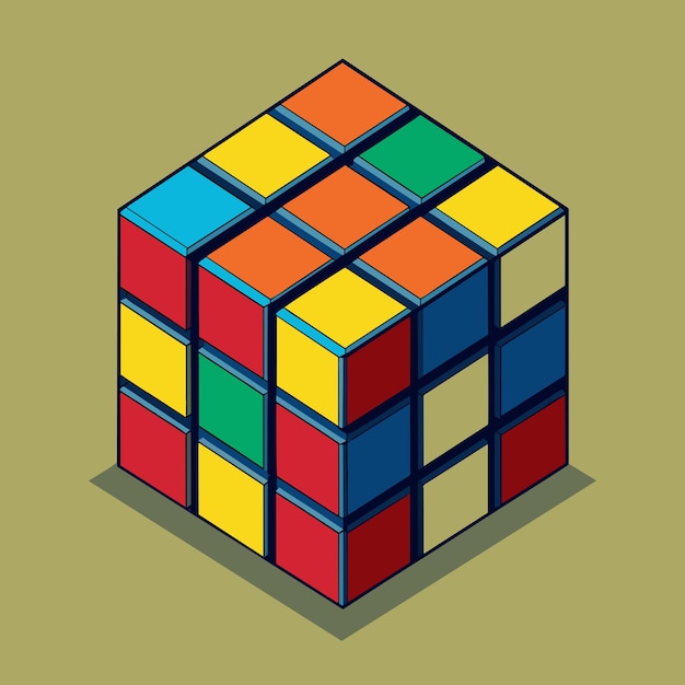 Vector rubiks cube vector graphics illustration eps source file format lossless scaling icon design