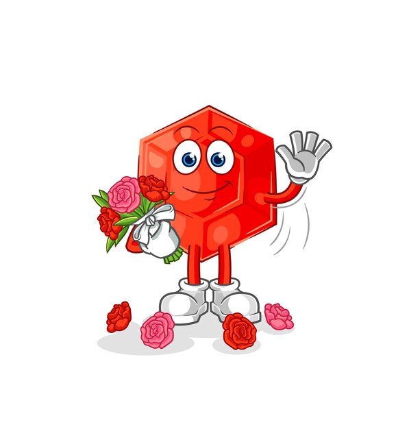 Ruby with bouquet mascot cartoon vector