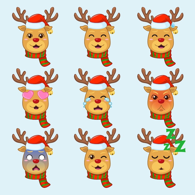 Rudolph The Deer in different emotion