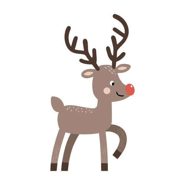 Vector rudolph the reindeer illustration for kids christmas character clipart for children