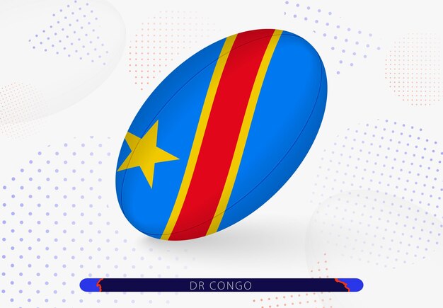 Vector rugby ball with the flag of dr congo on it equipment for rugby team of dr congo