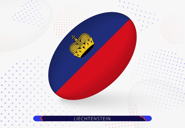 Rugby ball with the flag of Liechtenstein on it Equipment for rugby team of Liechtenstein