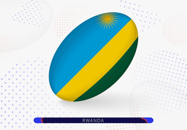 Rugby ball with the flag of Rwanda on it Equipment for rugby team of Rwanda