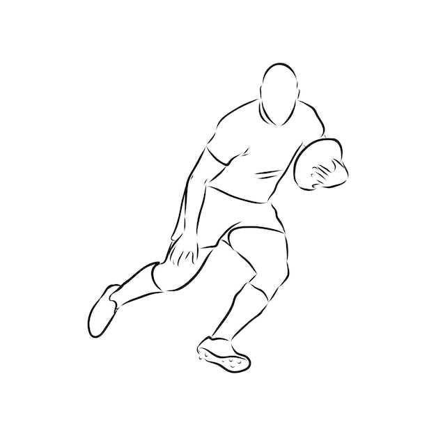 Rugby player vector illustration. Running man with ball in hands. Team sport