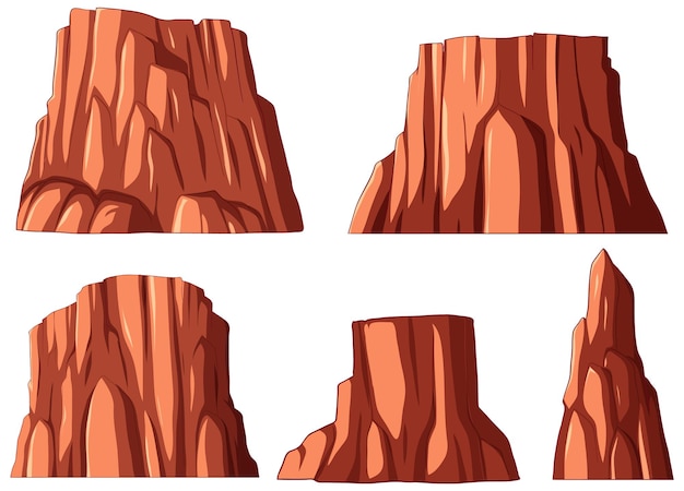 Rugged Canyon Cliffs Vector Set