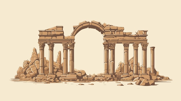 Vector ruins of ancient greek temple with arches