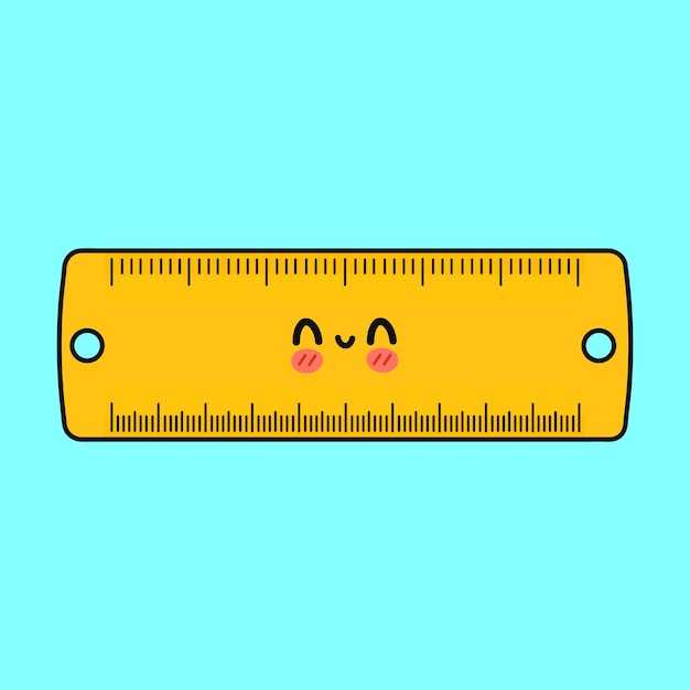 Vector ruler character vector hand drawn cartoon kawaii character illustration icon isolated on blue