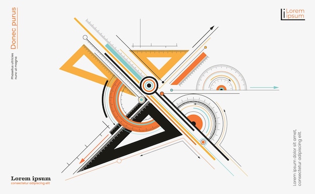 Ruler and goniometer Vector illustration of measurement tools in a minimalist style