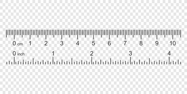 Vector ruler with numbers for measuring length