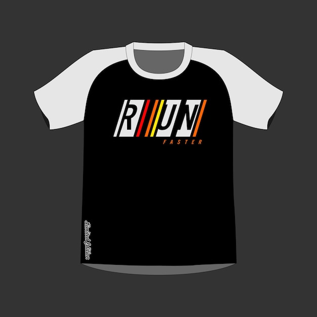 run faster t shirt design graphic vector