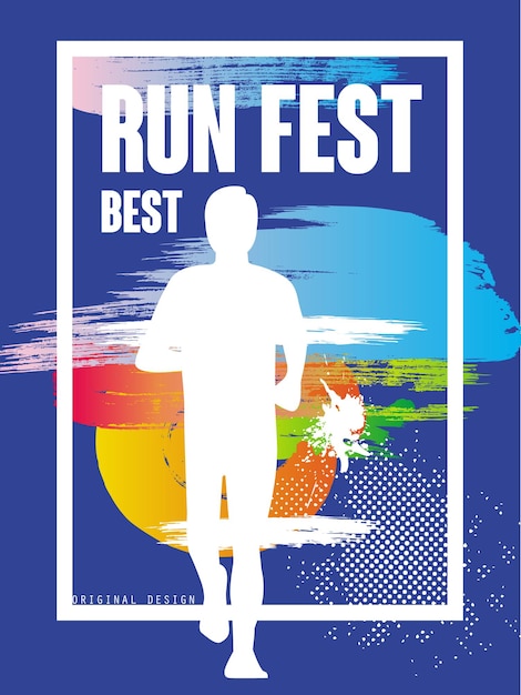 Vector run feat best colorful poster template for sport event marathon championship can be used for card