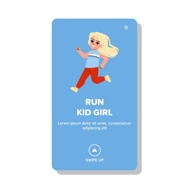 Run kid girl vector