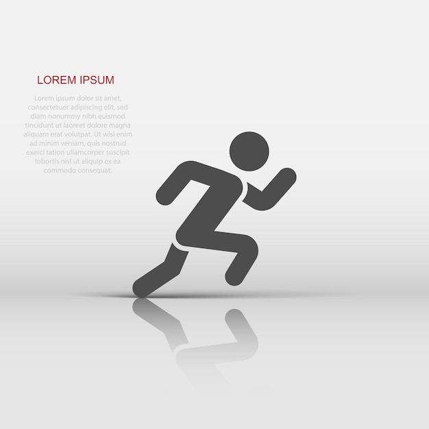 Run people icon in flat style Jump vector illustration on white isolated background Fitness business concept