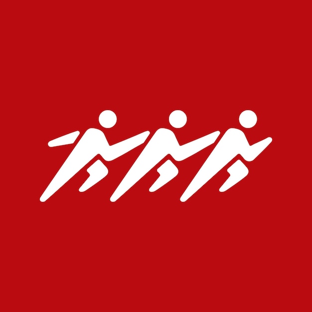 Run running team people human man sport logo vector icon illustration