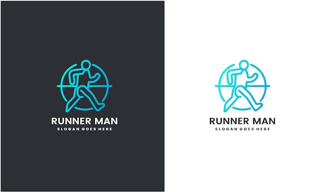 Runner Man silhouette Logo running club or sports club with slogan template