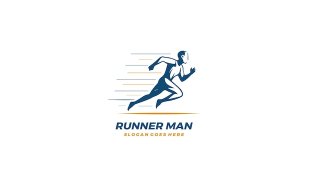 Runner Man silhouette Logo running club or sports club with slogan template