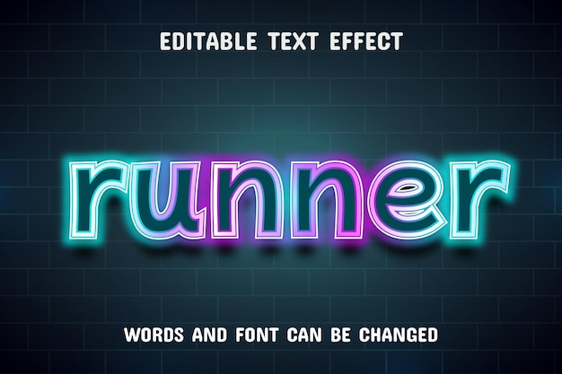 Runner neon text effect