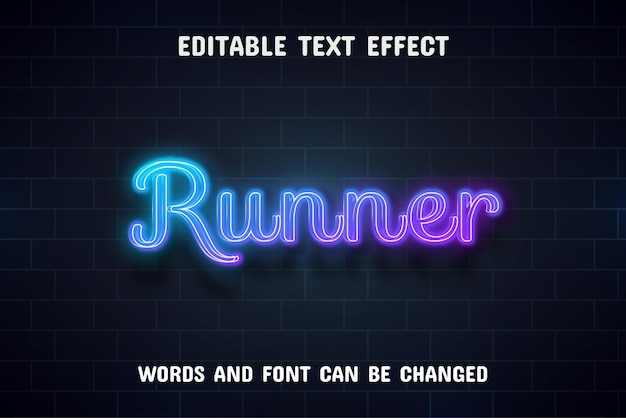 Runner text editable neon text effect