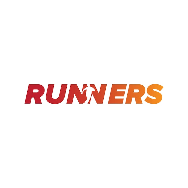 Runner text vector with running man hint inside