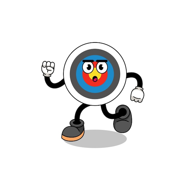 Running archery target mascot illustration character design