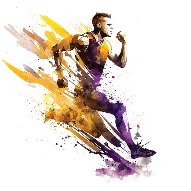 Running athlete watercolor paint ilustration