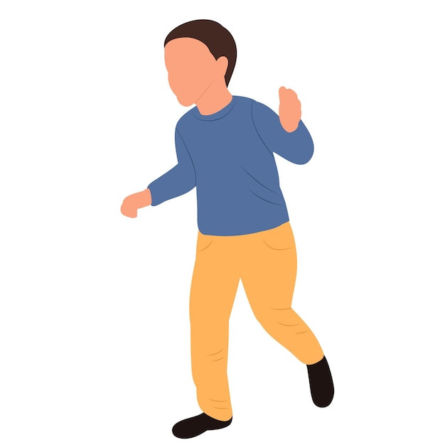 Running child flat style isolated vector