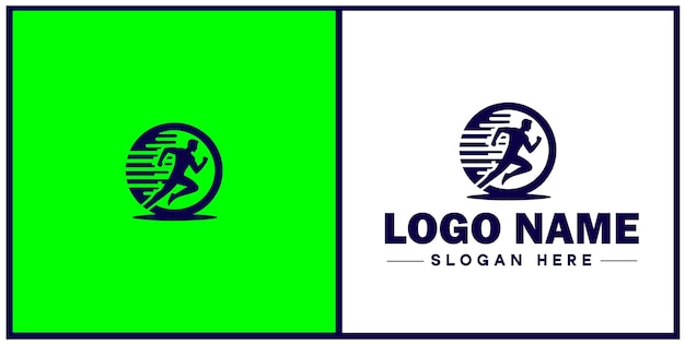 Vector running club icon jogging group athletics club running association flat logo sign symbol editable vector