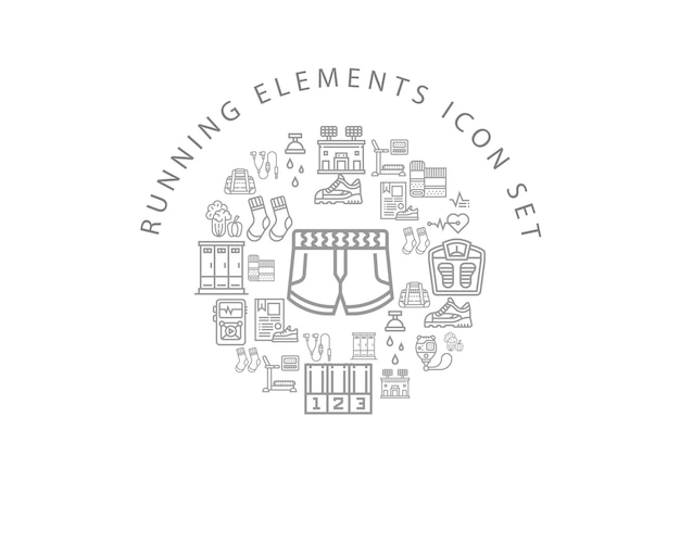 Running elements icon set design