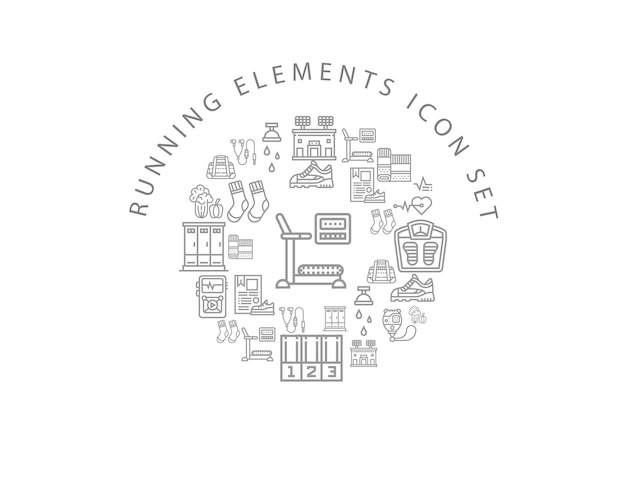 Running elements icon set design