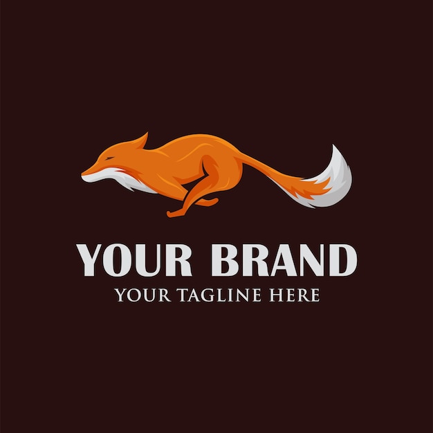 Running fox logo design illustration