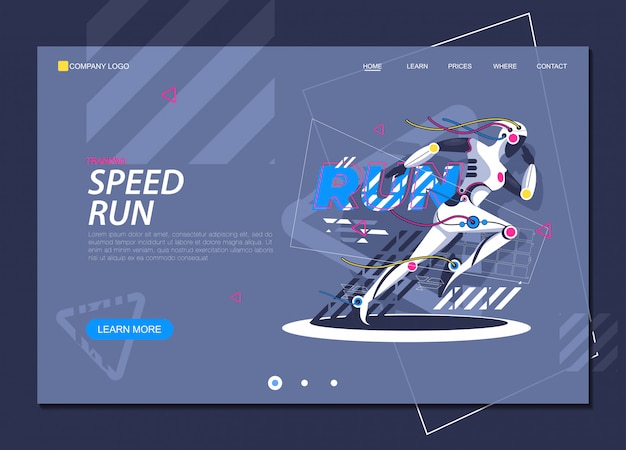 Running girl jogger health and tech landing page