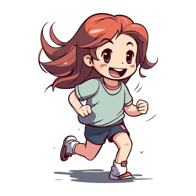 Running girl Vector illustration of a cute little girl Cartoon style