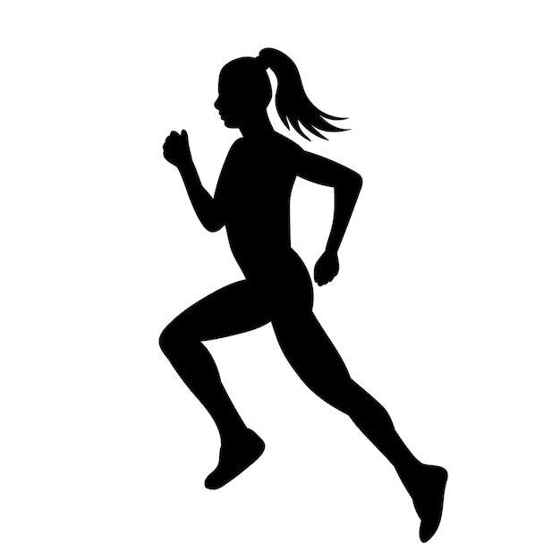 Vector running girl woman silhouette on white background vector