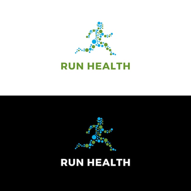 Running health with circle symbol logo design inspiration