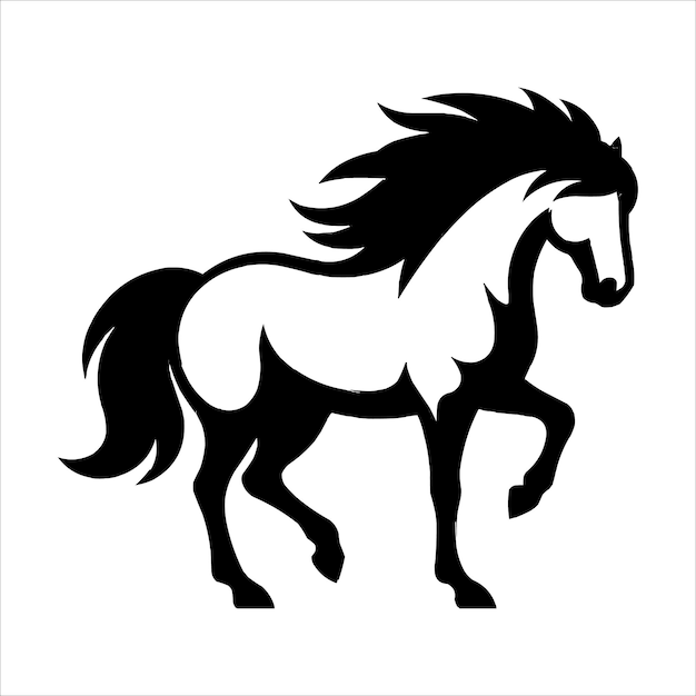 Running horse black silhouette flat vector illustration